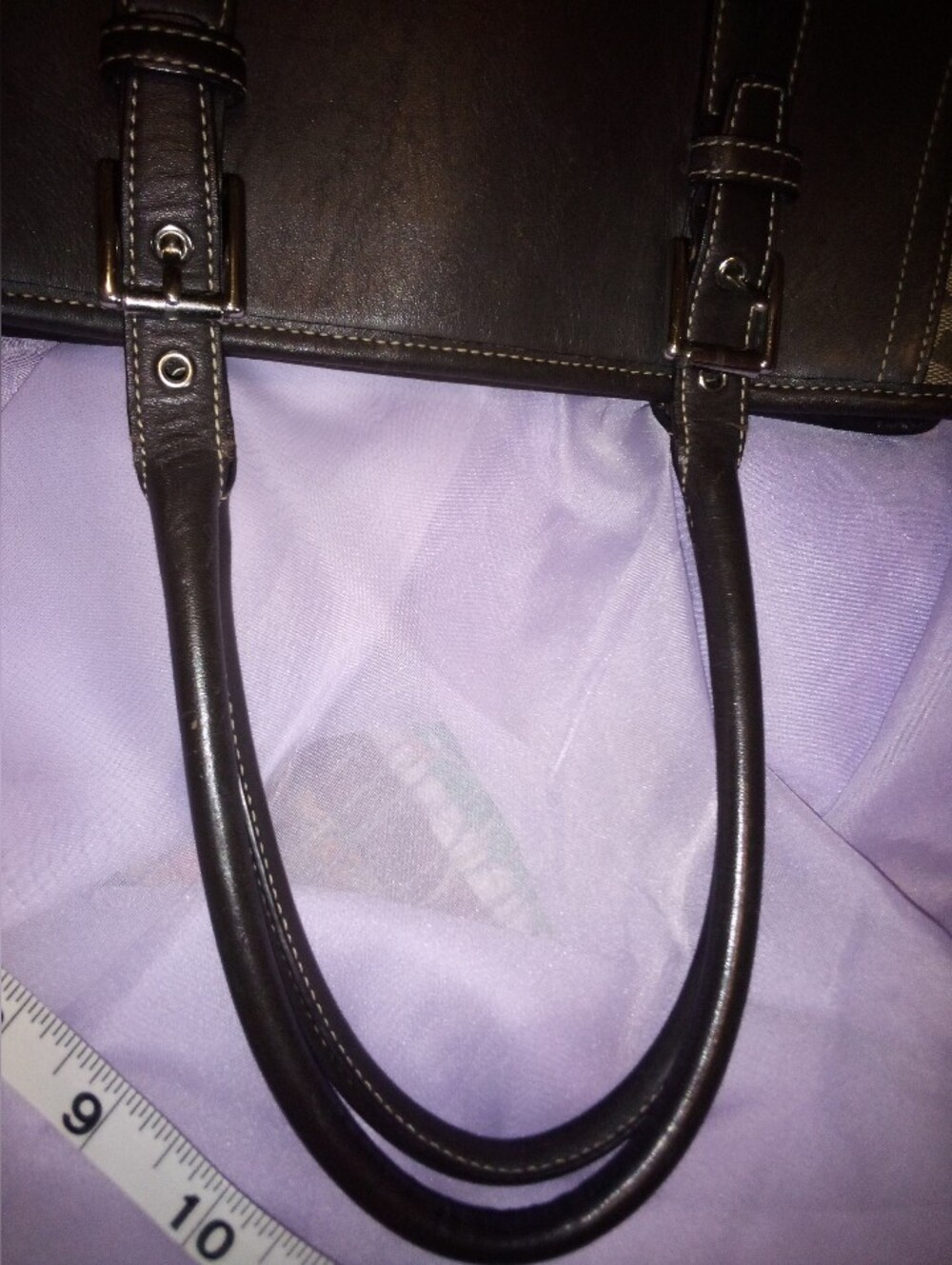 Coach Brown Signature Canvas Tote with Dark Brown Leather Trim - Picture 15 of 16